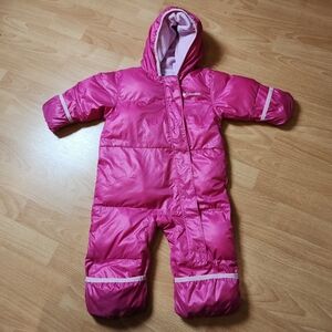 Columbia 6-12 Months Pink Puffer Snow Bunting Foldover Hand & Feet Poly Fill